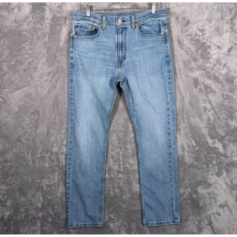 Levis 513 Slim Straight Fit Jeans Mens 34x32 (32x30) Blue Denim Stretch Low Rise